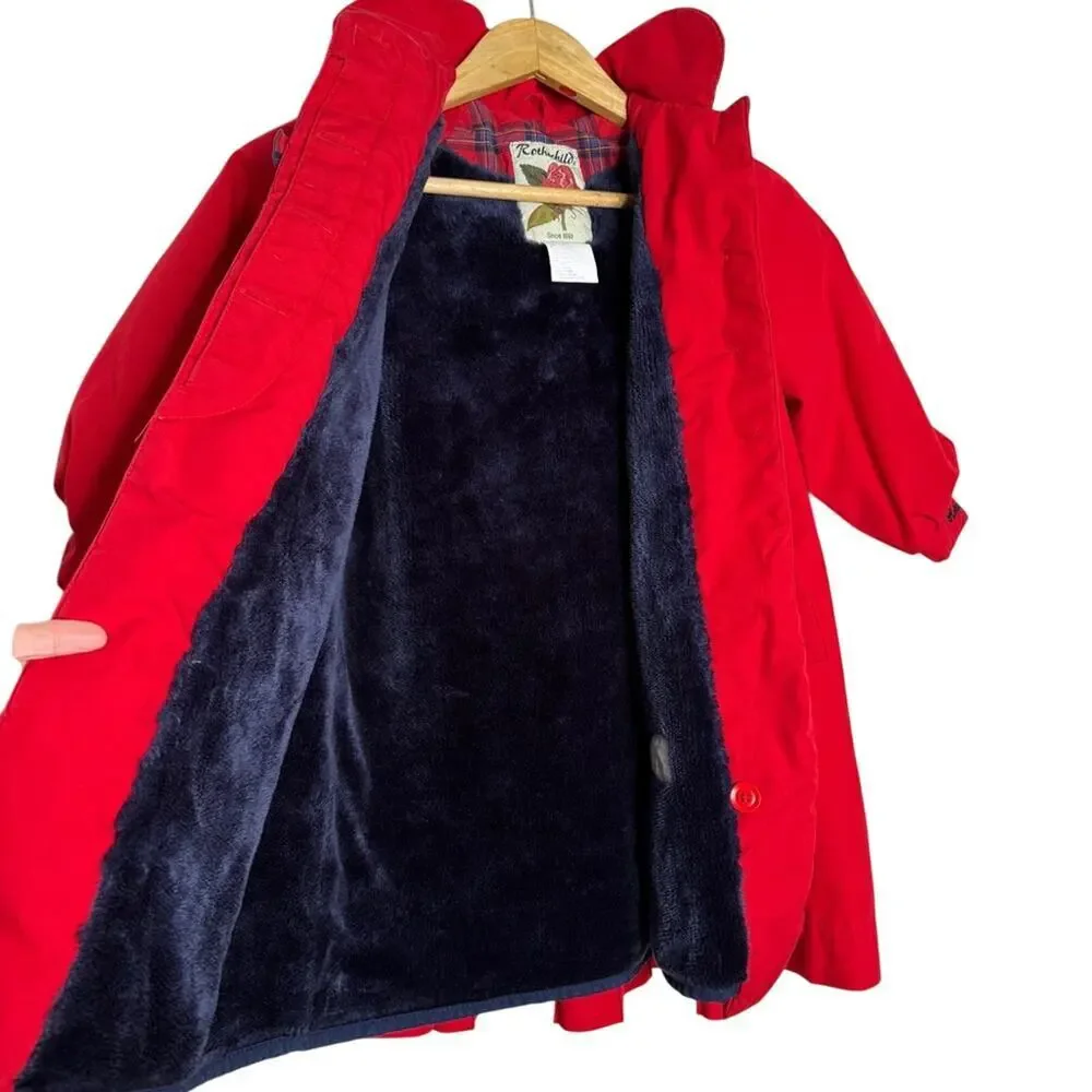 ROTHSCHILD Vintage Y2K Red Hooded Dress Coat Pleated Cape Lined Size 4